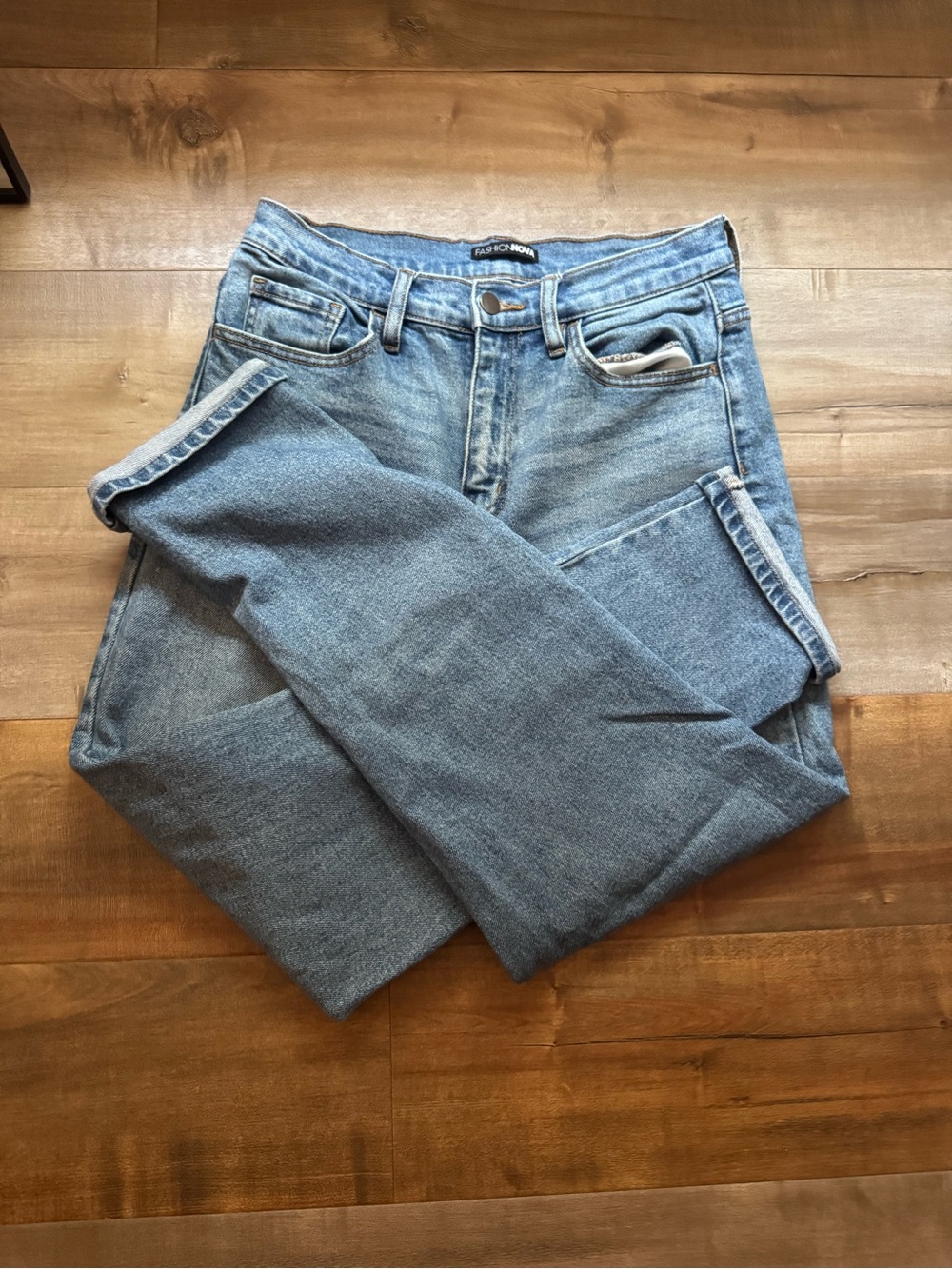 Fashion Nova Light Blue Straight-Leg Jeans - Picture 2 of 4